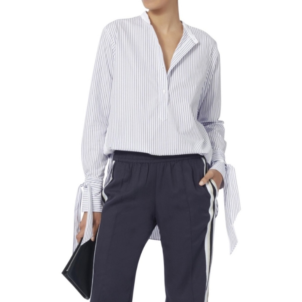 RAG & BONE. Dylan Long-Sleeve Striped Poplin Shirt Size SMALL